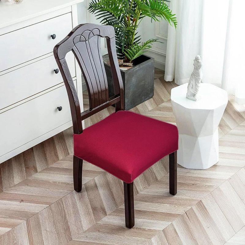 Trendize Polycotton Plain Chair Cover  (Plane Maroon Pack of 8)