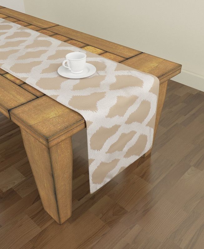 S9 HOME By SEASONS Beige, Silver 183 cm Table Runner  (Polyester)