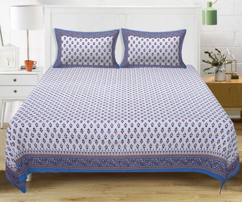 Texstylers 220 TC Cotton King Jaipuri Prints Flat Bedsheet  (Pack of 1, multicolor01)