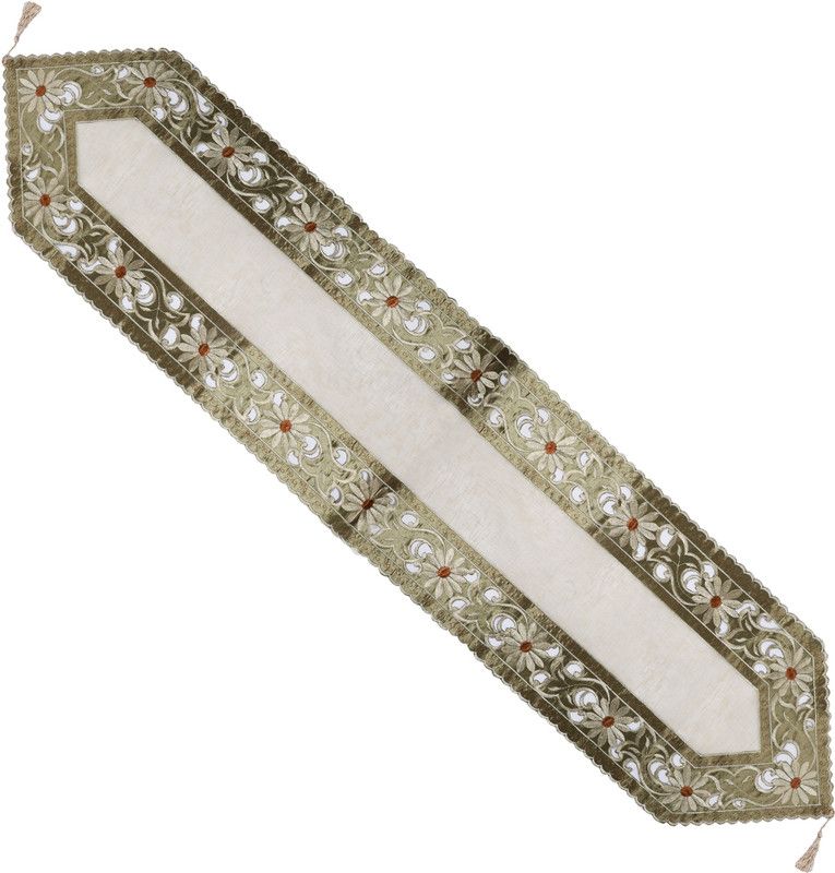 DECOLOGY Light Green 177 cm Table Runner  (Cotton)