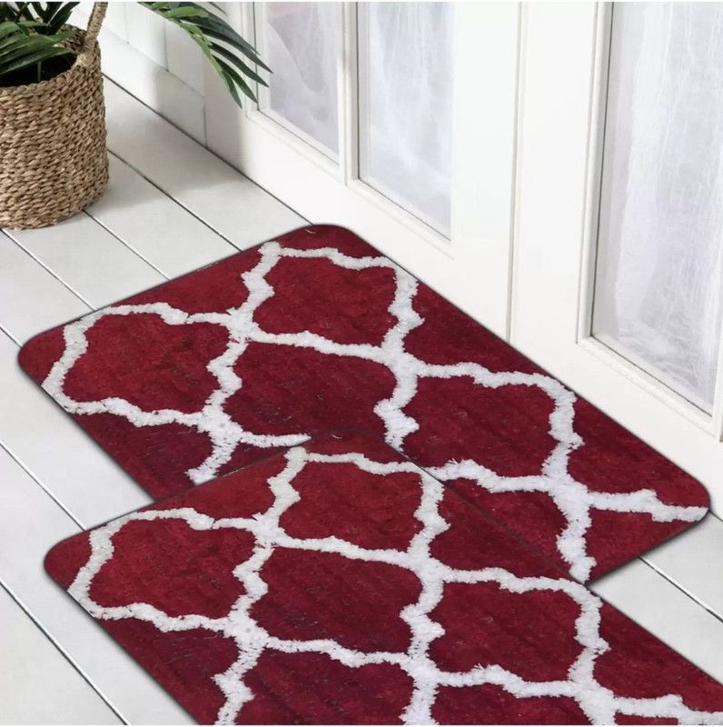 Jai Bajrangi TEXTILE Microfiber Door Mat  (Multicolor, Medium, Pack of 2)