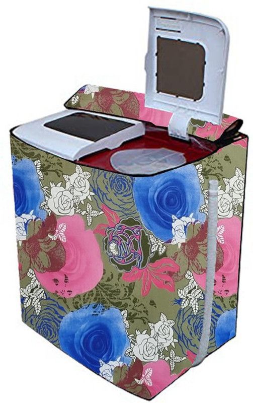 SAVEIT Semi-Automatic Washing Machine Cover  (Width: 61 cm, Pink, Blue)