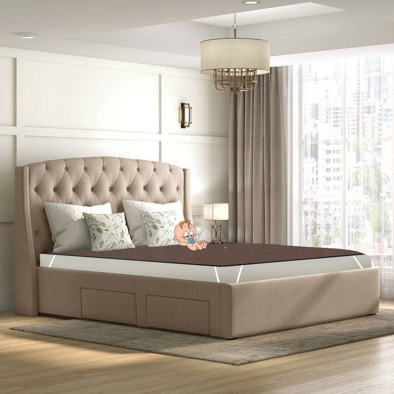Nitasha Elastic Strap Queen Size Waterproof Mattress Cover  (Brown)
