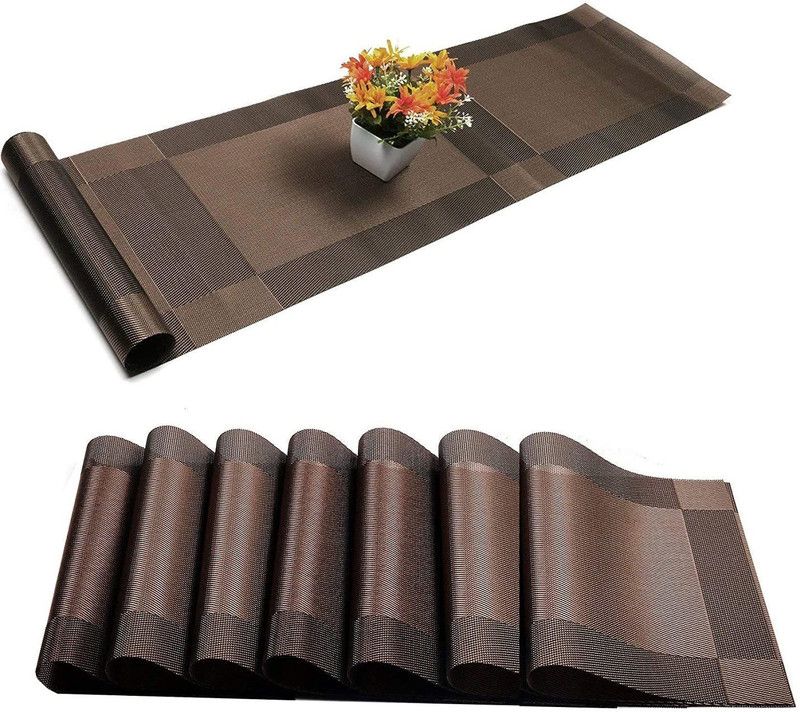 Flipkart SmartBuy Rectangular Pack of 7 Table Placemat  (Brown, PVC)