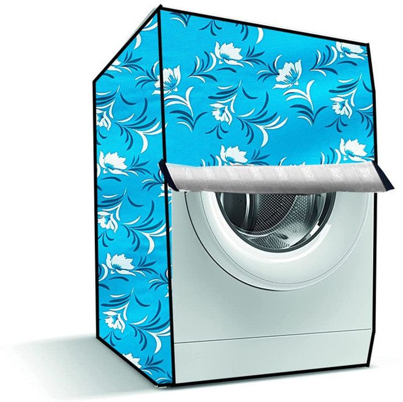 Delideal Front Loading Washing Machine Cover  (Width: 61 cm, Sky Blue, White)