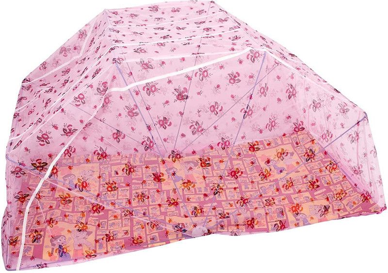 Elegant Polyester Adults Washable Mosquito Net Foldable Single Size Bed Polyester Mosquito Net Mosquito Net  (Pink, Bed Box)