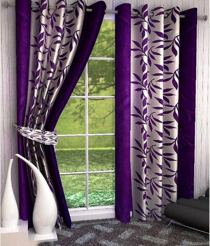 153 cm (5ft) Window Curtain  (Purple, Pack of 2)
