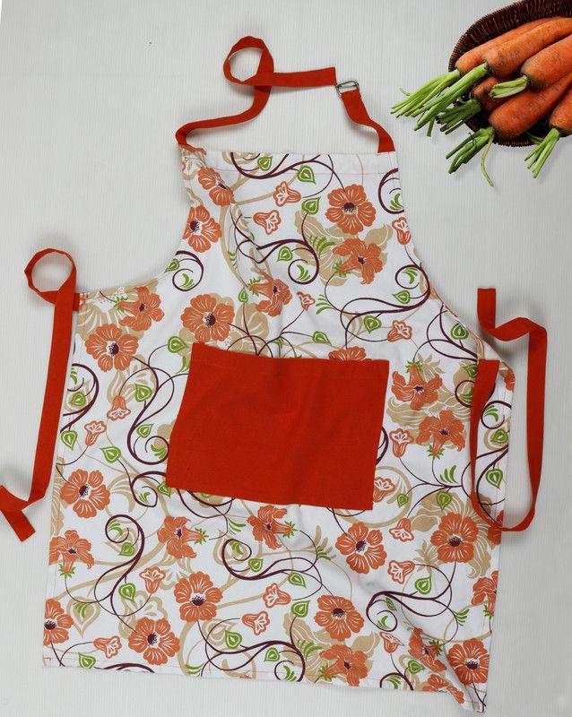 Peperhomia Cotton Home Use Apron - Free Size  (Orange, Single Piece)