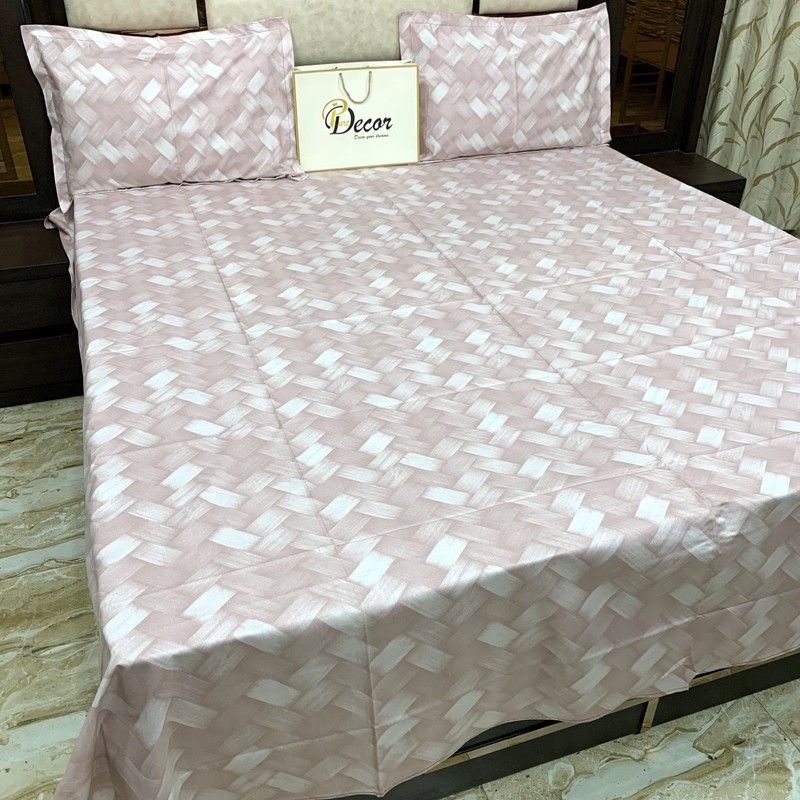Cotton Double Self Design Bedsheet  (Pack of 1, Red)