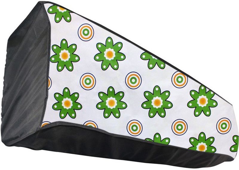 KingMatters Air Conditioner Cover  (Width: 85 cm, White, Green Spring)