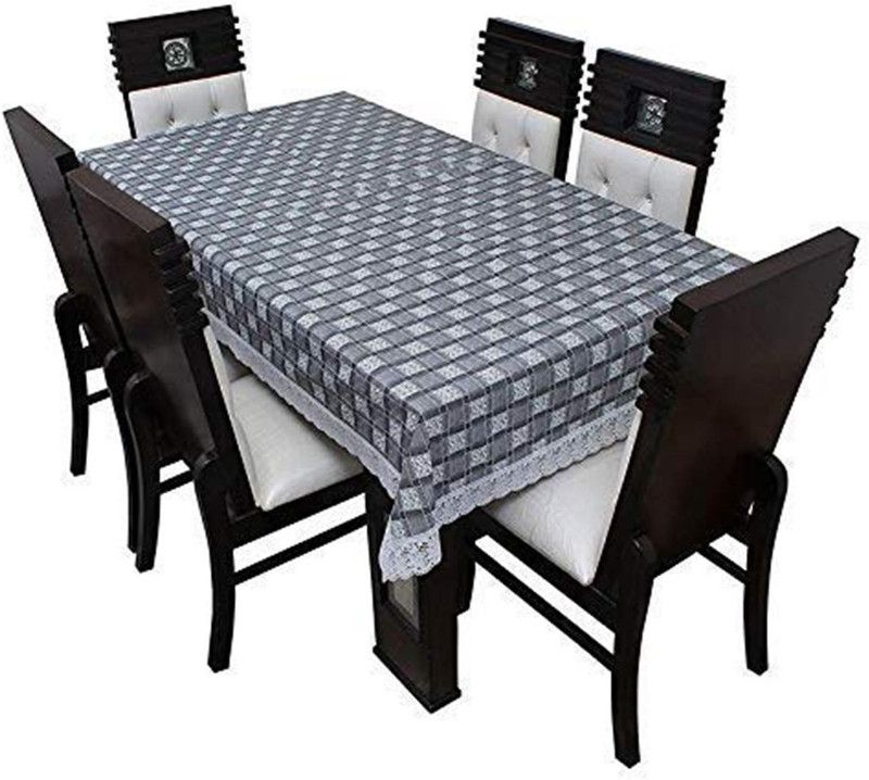 TANLOOMS Checkered 4 Seater Table Cover  (Grey, Plastic)
