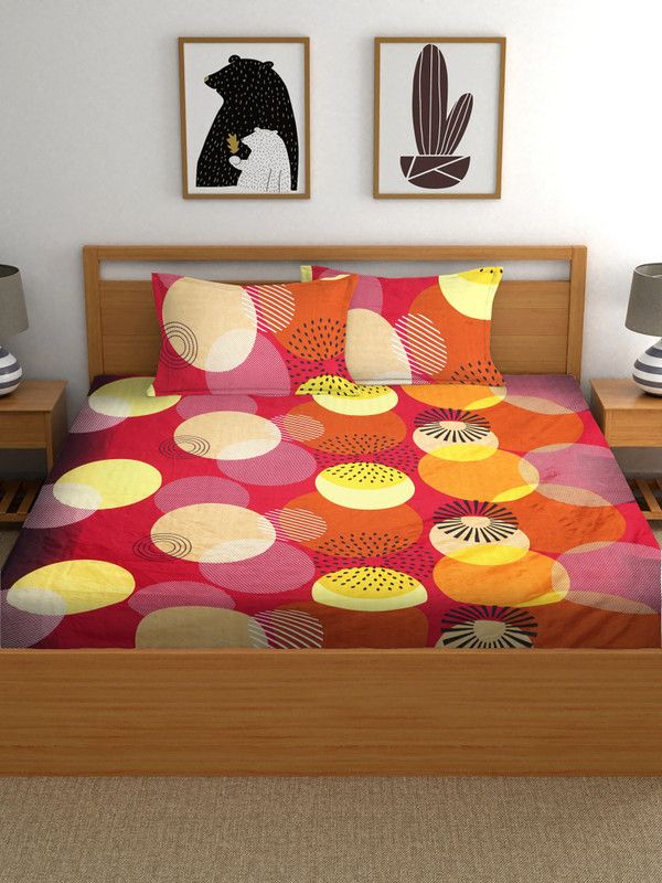 Decor Home 160 TC Polycotton Double 3D Printed Flat Bedsheet  (Pack of 1, Brown)