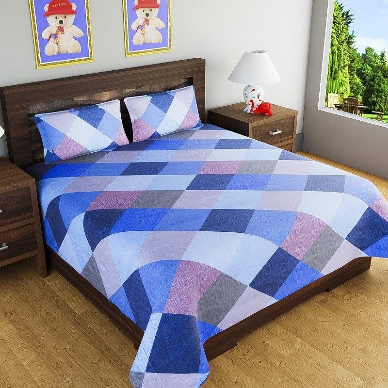 PALAK 310 TC Cotton Double Geometric Flat Bedsheet  (Pack of 1, Multicolor)