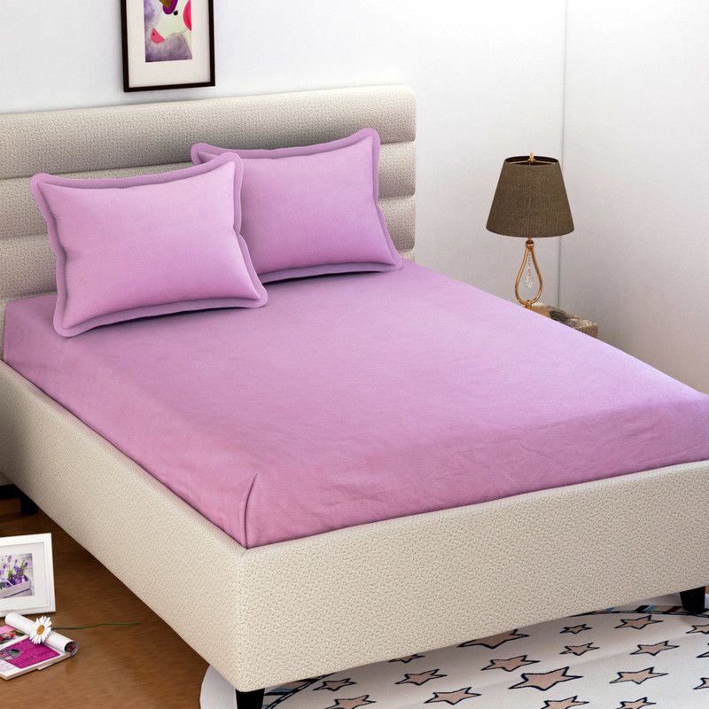 Krishnam 180 TC Microfiber Double Solid Flat Bedsheet  (Pack of 1, Baby Pink)