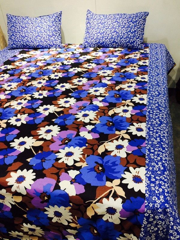 Nanki's Cotton Queen Floral Flat Bedsheet  (Pack of 1, Multicolor)