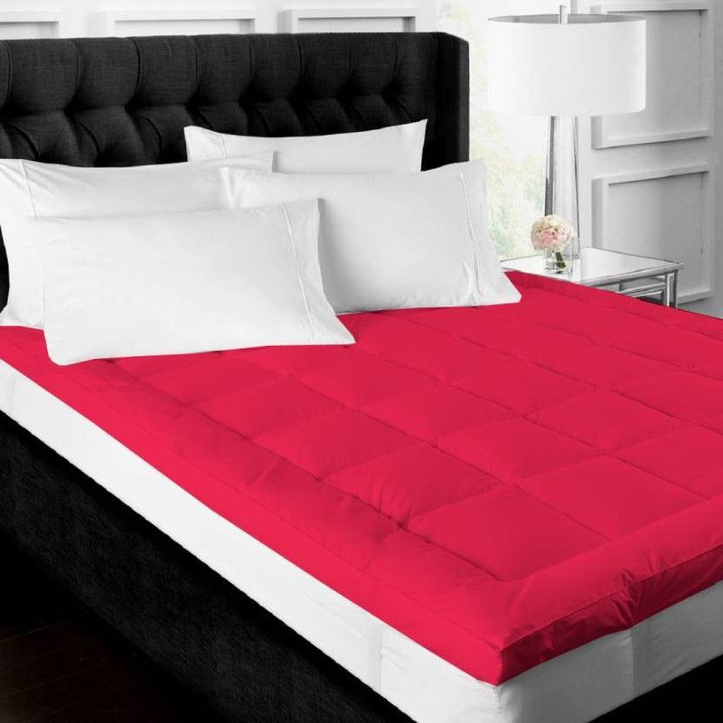 Linenovation Mattress Topper Double Size Mattress Cover  (Pink)