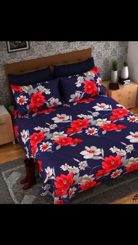PIYANSHI CREATIONS 160 TC Microfiber Double Floral Flat Bedsheet  (Pack of 1, Multicolor)