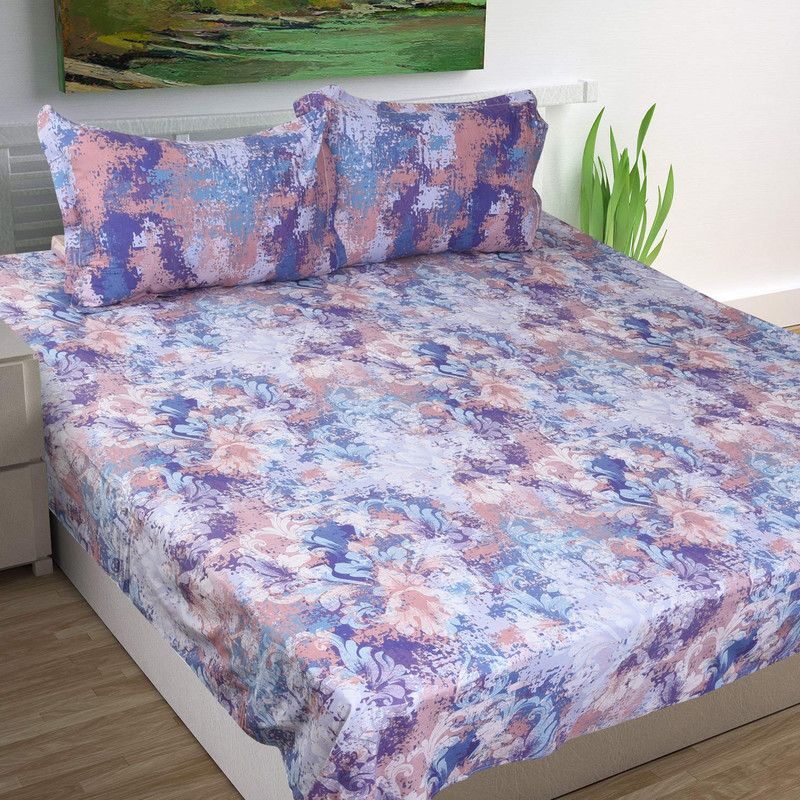 Raymond 144 TC Cotton King Floral Flat Bedsheet  (Pack of 1, Brown)