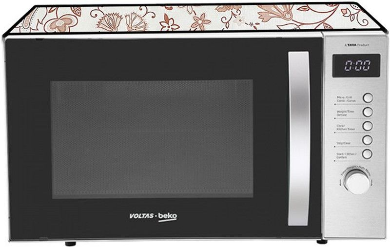 KVAR Microwave Oven Cover  (Width: 61 cm, Brown, White)