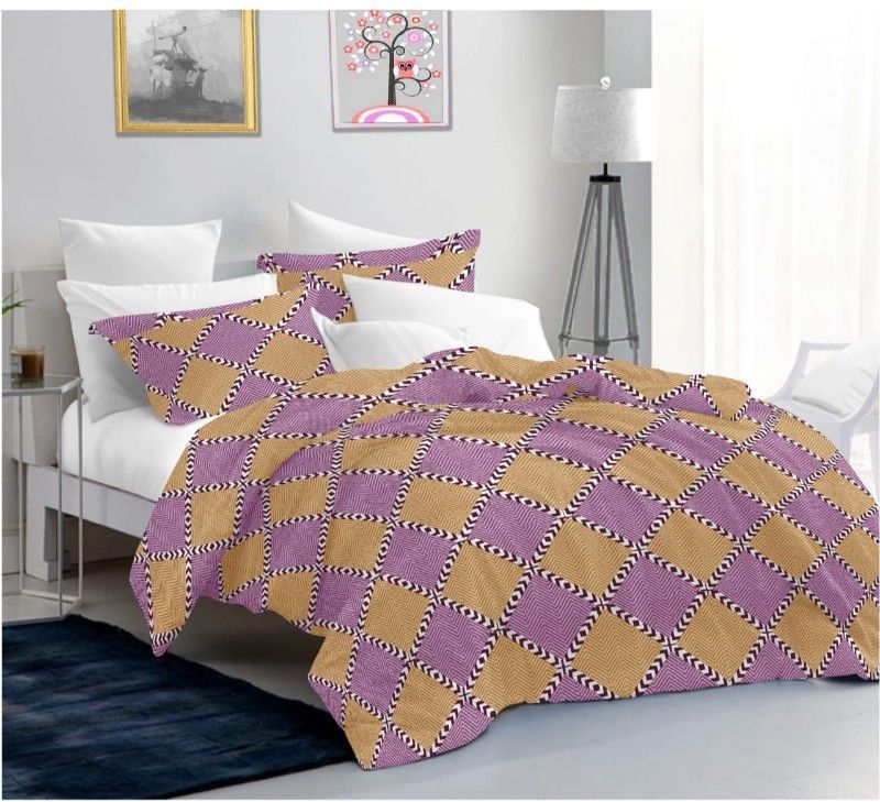 Rangun 140 TC Cotton Double Floral Flat Bedsheet  (Pack of 1, Purple)