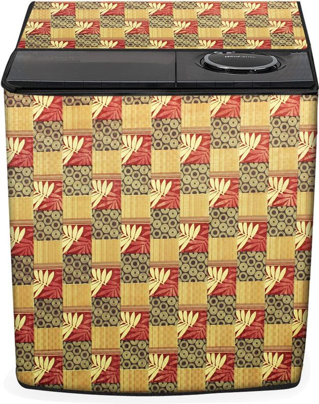 Stylista Top Loading Washing Machine Cover  (Width: 89 cm, Maroon, Beige)