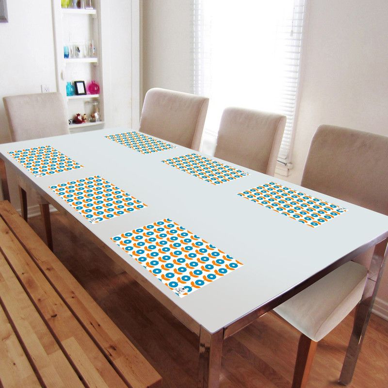 DECOTREE Rectangular Pack of 6 Table Placemat  (Light Blue, PVC)