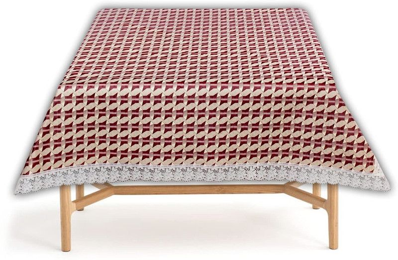 Fabrious Printed 8 Seater Table Cover  (White, Brown, PVC)