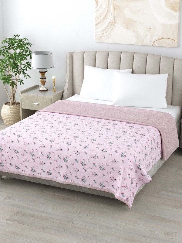 Home Fresh Floral Double Dohar for AC Room  (Cotton, Pink)