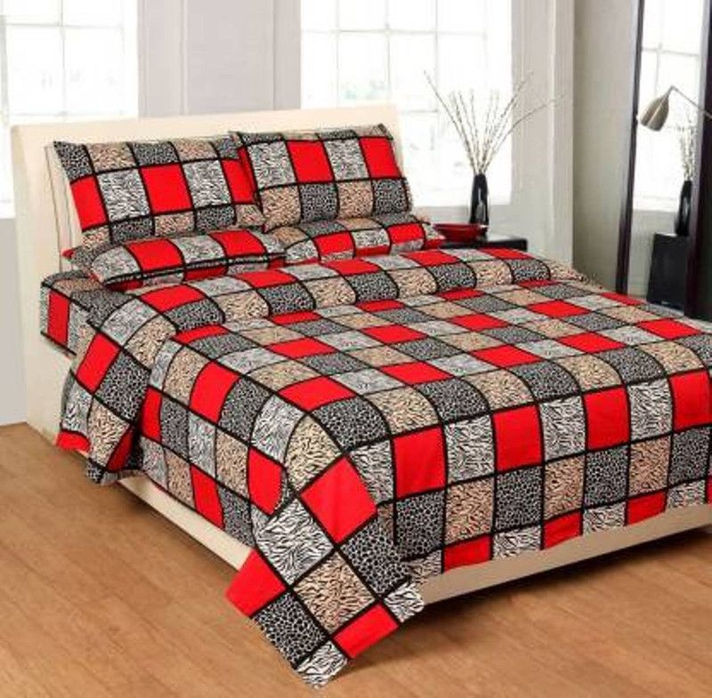 ANCHEL 150 TC Polyester Double Printed Flat Bedsheet  (Pack of 1, Grey)