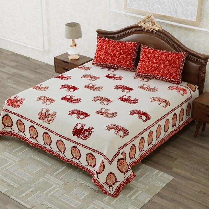 250 TC Cotton Double King Bedsheet  (Pack of 1, Design8)