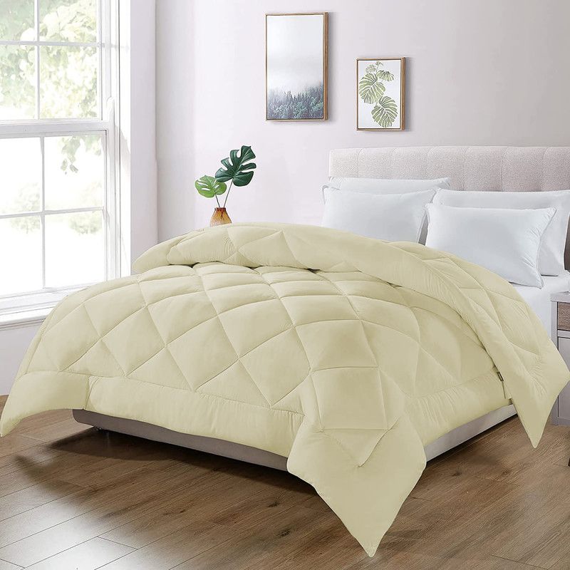 Indian Kingdom Solid Double Comforter for Heavy Winter  (Microfiber, Ivory)