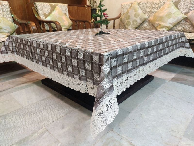 TANLOOMS Printed 2 Seater Table Cover  (Grey, PVC)
