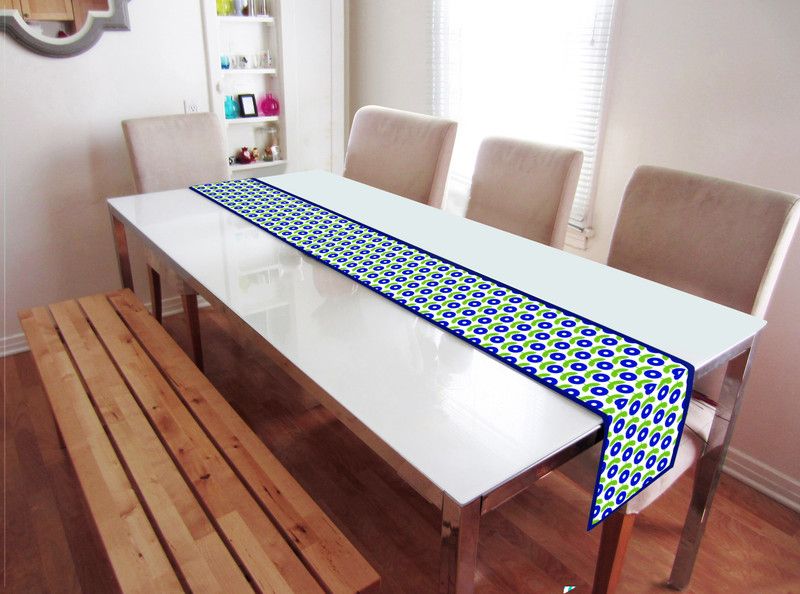 DECOTREE Dark Blue, Green 183 cm Table Runner  (Cotton)