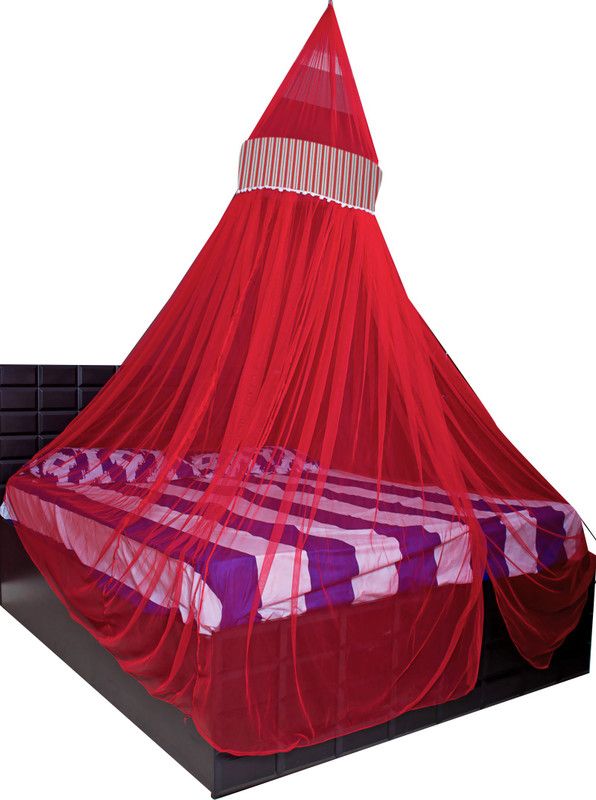 Creative Textiles Polyester Adults Washable ADJUSTABLE Mosquito Net  (Red, Ceiling Hung)