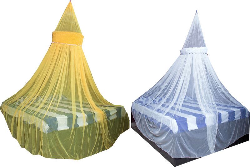Creative Textiles Polyester Adults Washable Mosquito Net 111 Mosquito Net  (Yellow, Ceiling Hung)