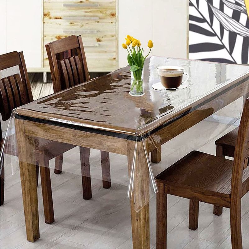 DasHomes Solid 10 Seater Table Cover  (Transparent, PVC)