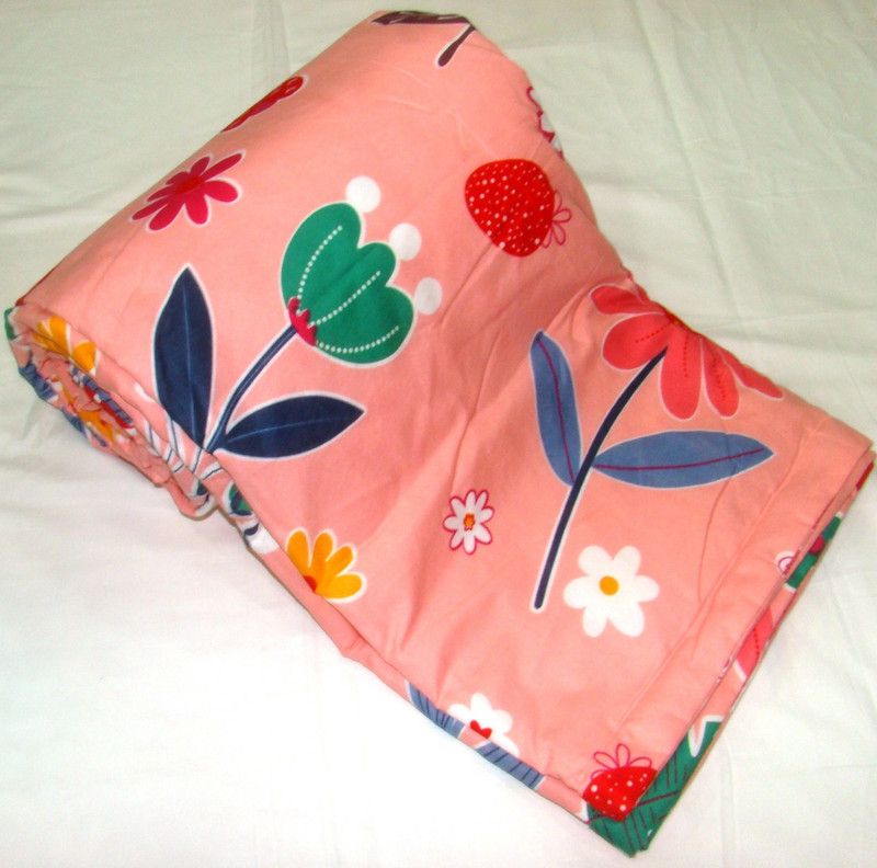 INDI LOOMS Floral Double Comforter for AC Room  (Microfiber, Pink)