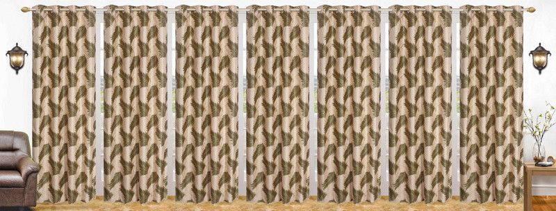 Flossy 212 cm (7 ft) Polyester Semi Transparent Door Curtain (Pack Of 7)  (Abstract, Green)