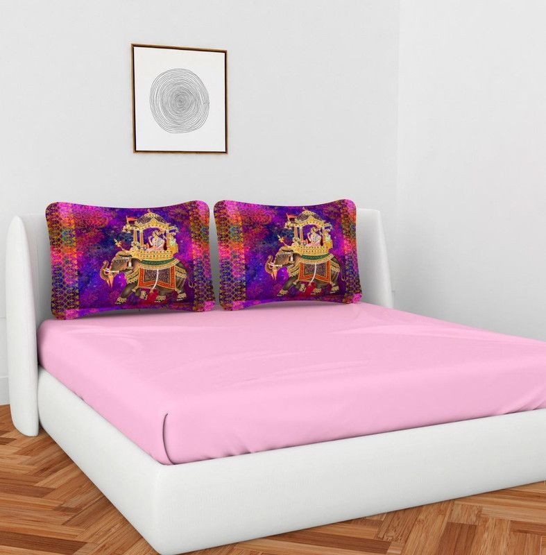 SHIV CRAFTS 300 TC Microfiber Double Solid Flat Bedsheet  (Pack of 1, PINK 36)
