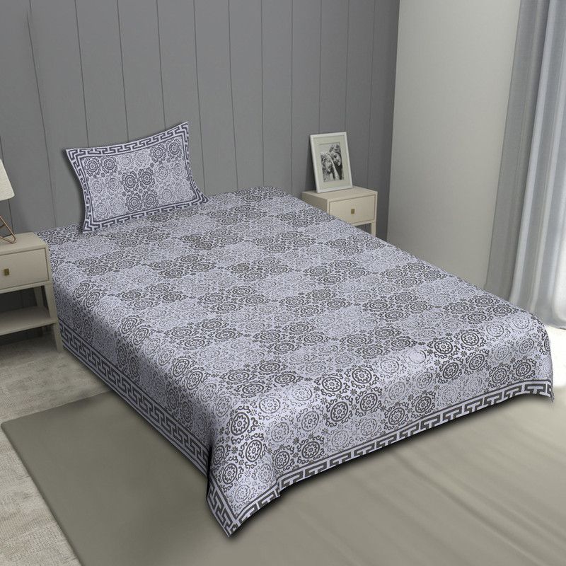 GRUSH 180 TC Cotton Single Checkered Flat Bedsheet  (Pack of 1, Green)