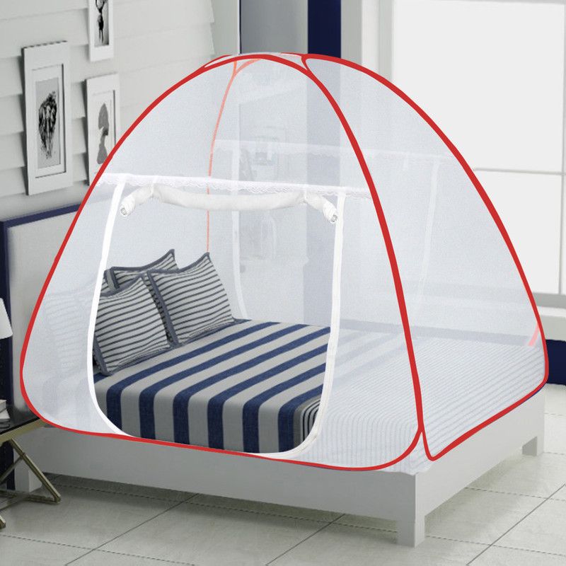 IWS Polyester Adults Washable King Size Double Bed Mosquito Net | Foldable, Lightweight and Stylish Machhardani Tent Mosquito Net  (Red, Tent)