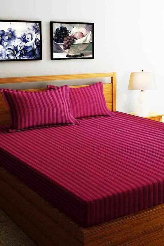 220 TC Cotton King Striped Bedsheet  (Pack of 1, P001)