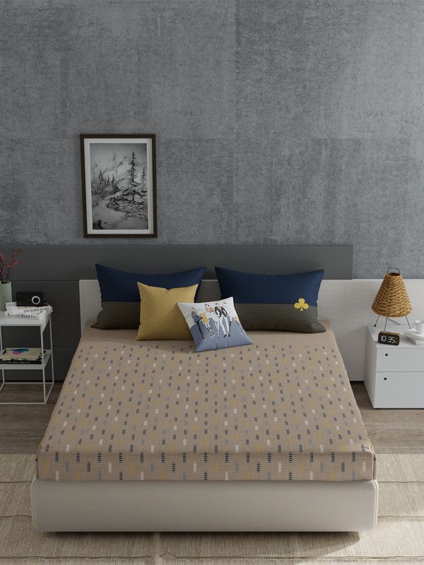 TRIDENT 152 TC Cotton King Printed Flat Bedsheet  (Pack of 1, Game Night)