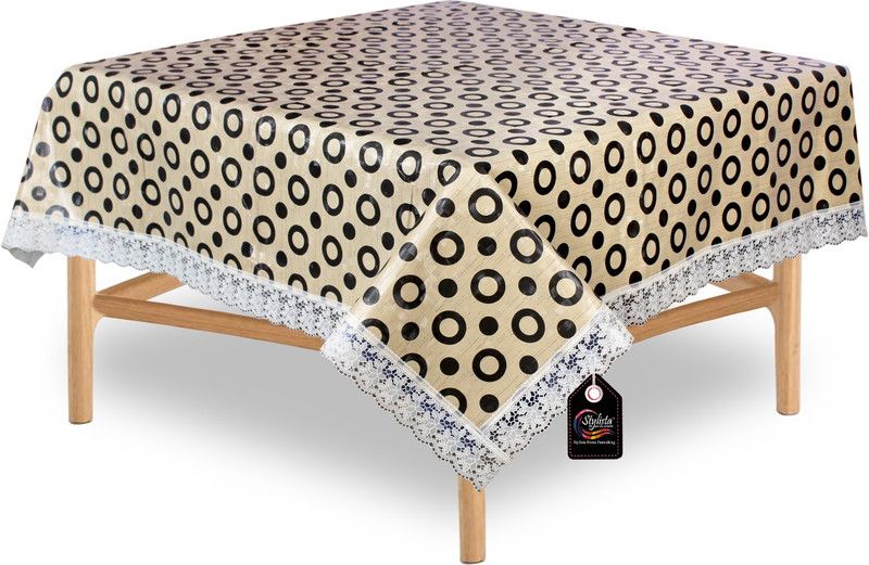 STYLISTA Geometric 6 Seater Table Cover  (Yellow, PVC)