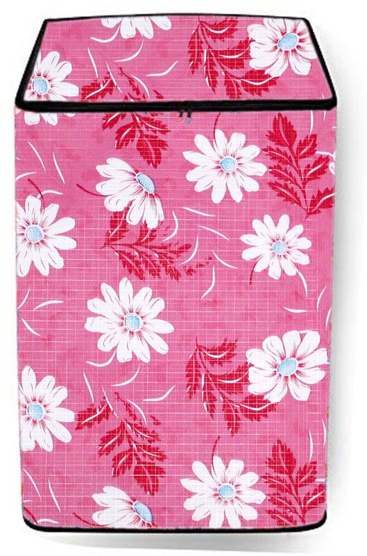 JM Homefurnishings Top Loading Washing Machine Cover  (Width: 58 cm, Red, White)