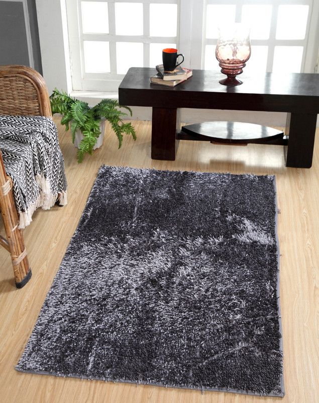 Homefurry Grey Polyester Carpet  (90 cm, X 150 cm, Rectangle)