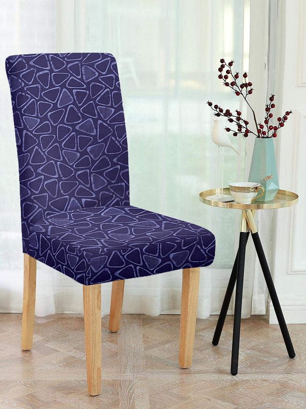 Cortina Polyester Checkered Chair Cover  (Purple Pack of 6)