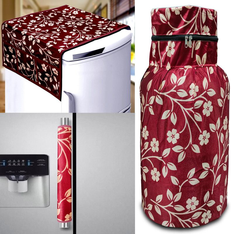 Comfort House Refrigerator Cover  (Width: 91 cm, Maroon)