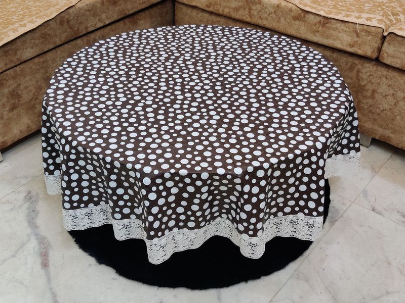 TANLOOMS Printed 4 Seater Table Cover  (Black, PVC)