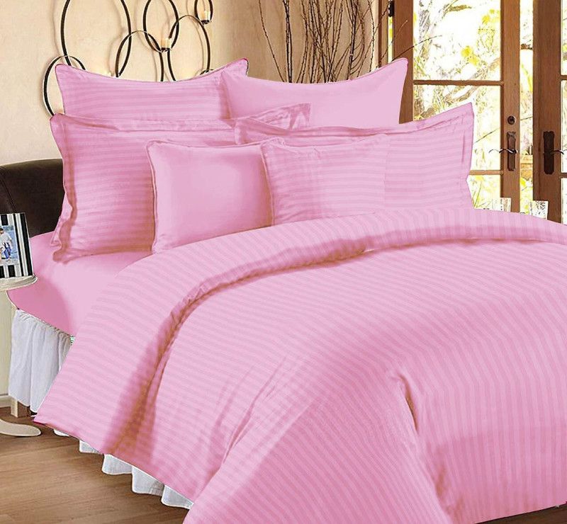 SONUENTERPRISE 210 TC Cotton King Solid Flat Bedsheet  (Pack of 1, Pink)